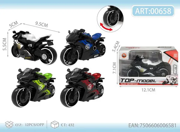 Moto deportiva de metal estilo Ducati con retrofricción escala 1:18