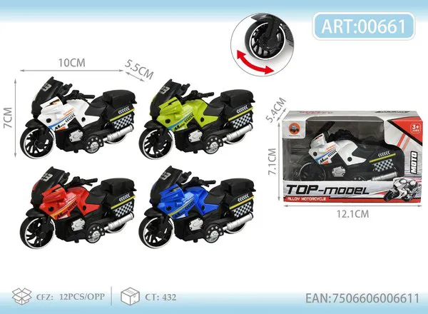 Moto deportiva de metal estilo BMW con maletas y retrofricción escala 1:18