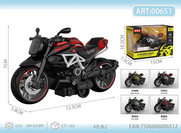 Moto naked de metal estilo MV Agusta con retrofricción escala 1:14