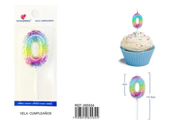 Vela de cumpleaños número 0 6 cm