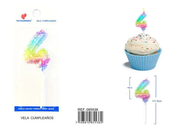 Vela de cumpleaños número 4 6 cm
