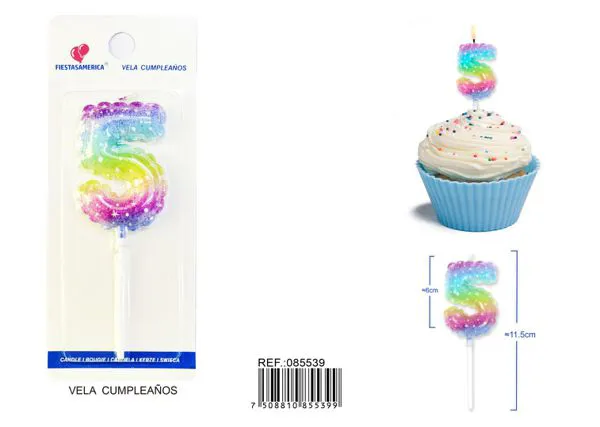 Vela de cumpleaños número 5 6 cm