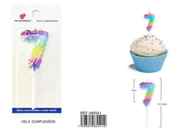 Vela de cumpleaños número 7 6 cm