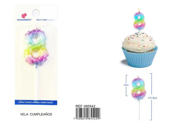 Vela de cumpleaños número 8 6 cm