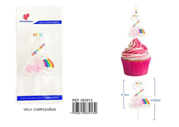 Vela de cumpleaños número 2 rosa 11 cm