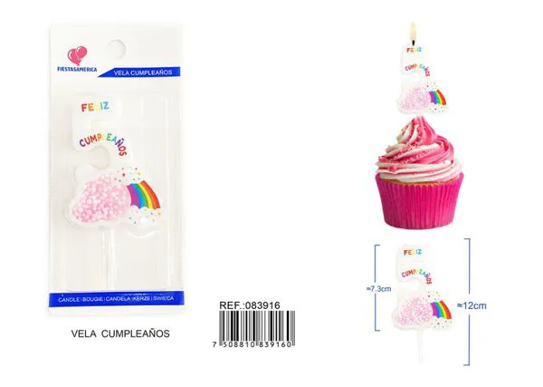 Vela de cumpleaños número 5 rosa 11 cm