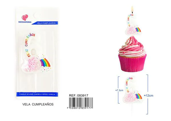 Vela de cumpleaños número 6 rosa 11 cm