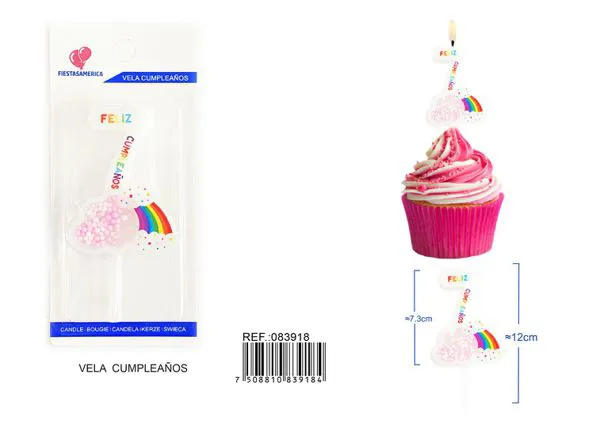 Vela de cumpleaños número 7 rosa 11 cm