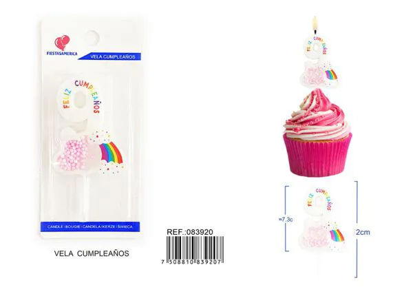 Vela de cumpleaños número 9 rosa 11 cm