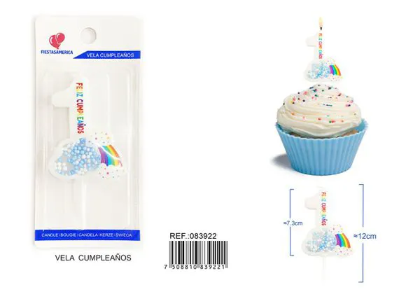 Vela de cumpleaños número 1 azul 11 cm