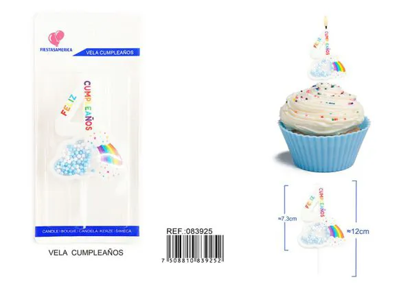Vela de cumpleaños número 4 azul 11 cm