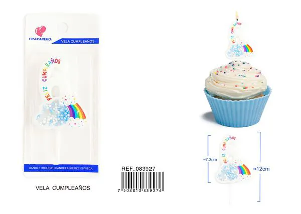 Vela de cumpleaños número 6 azul 11 cm