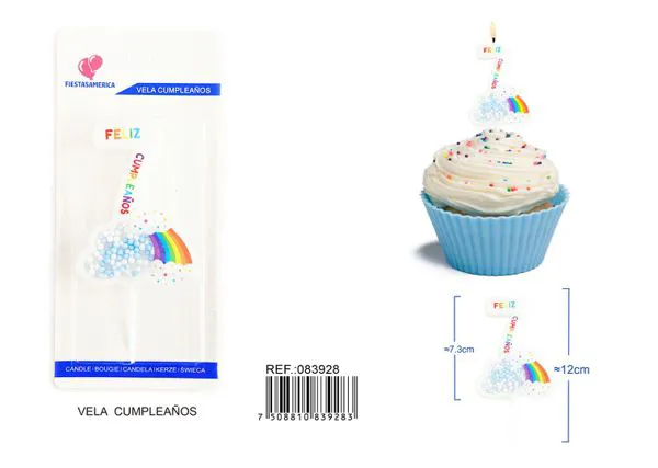 Vela de cumpleaños número 7 azul 11 cm