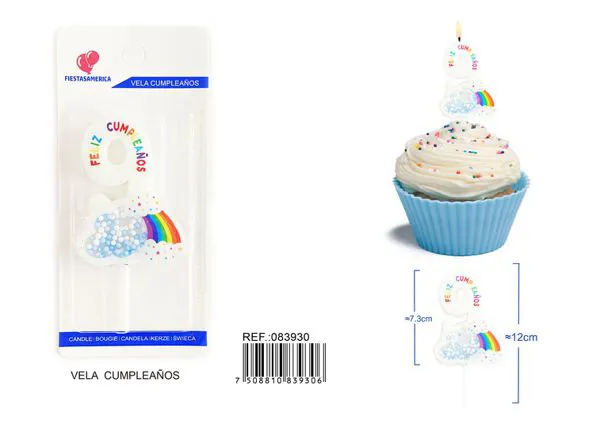 Vela de cumpleaños número 9 azul 11 cm