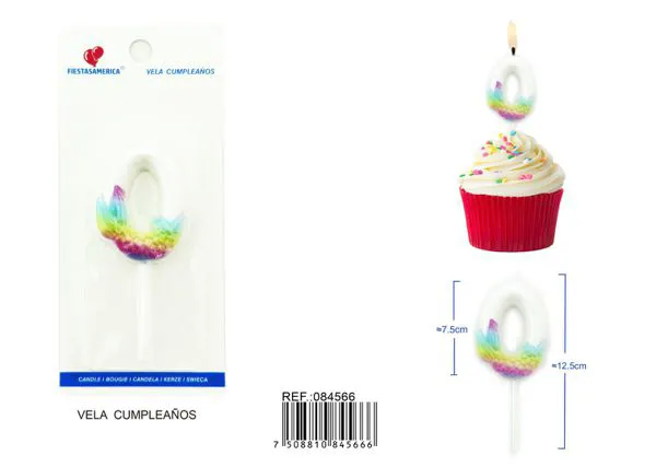 Vela de cumpleaños número 0 7.5 cm