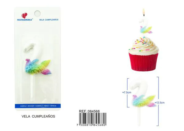Vela de cumpleaños número 2 7.5 cm