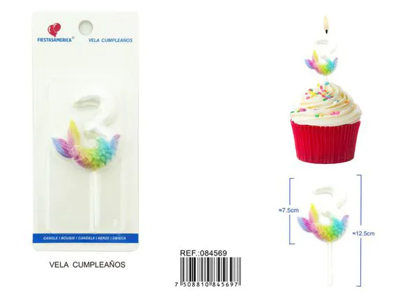 Vela de cumpleaños número 3 7.5 cm
