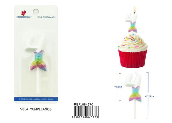 Vela de cumpleaños número 4 7.5 cm