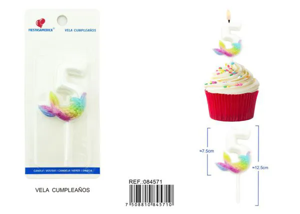 Vela de cumpleaños número 5 7.5 cm