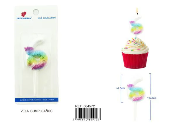 Vela de cumpleaños número 6 7.5 cm