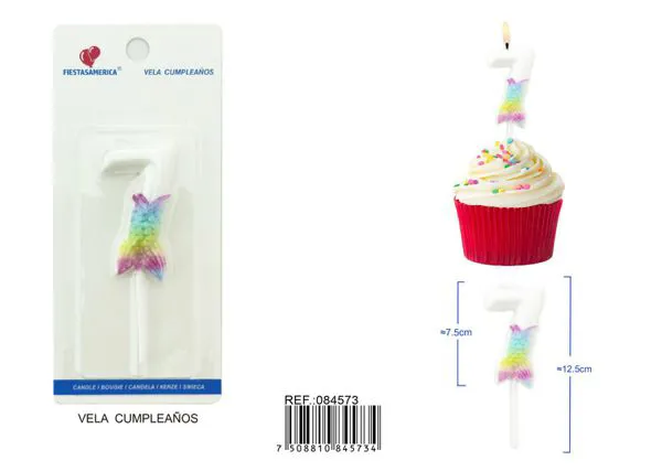 Vela de cumpleaños número 7 7.5 cm