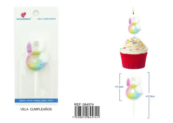 Vela de cumpleaños número 8 7.5 cm
