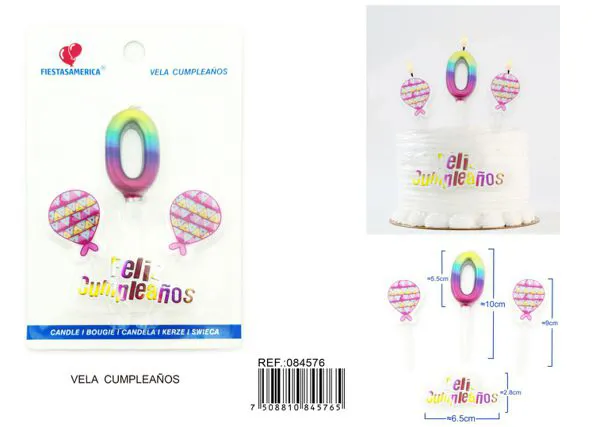 Vela de cumpleaños número 0 degradado