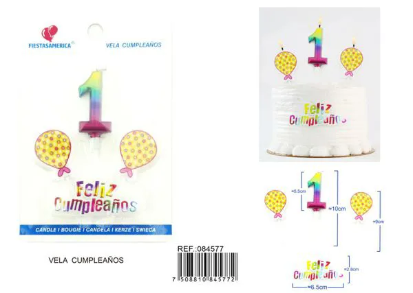 Vela de cumpleaños número 1 degradado