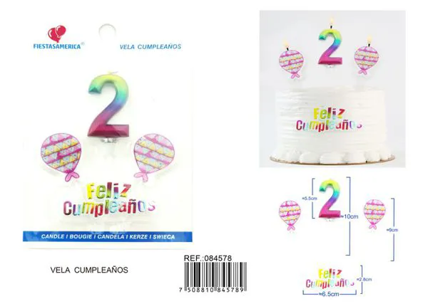 Vela de cumpleaños número 2 degradado