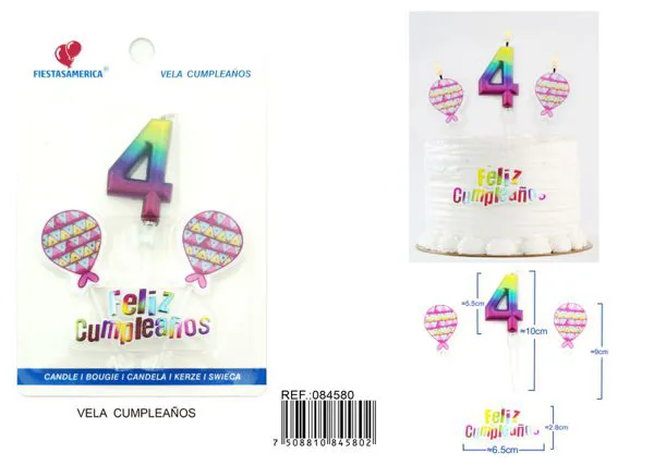 Vela de cumpleaños número 4 degradado