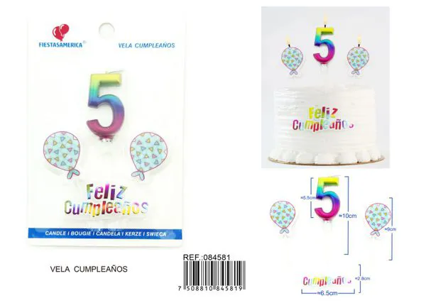 Vela de cumpleaños número 5 degradado