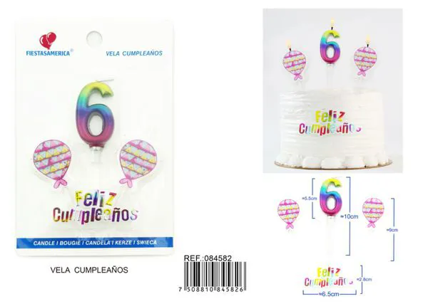Vela de cumpleaños número 6 degradado