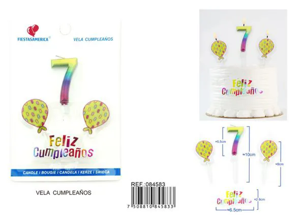 Vela de cumpleaños número 7 degradado