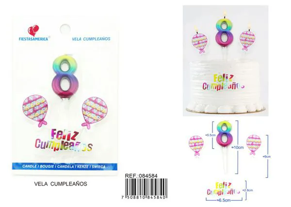 Vela de cumpleaños número 8 degradado