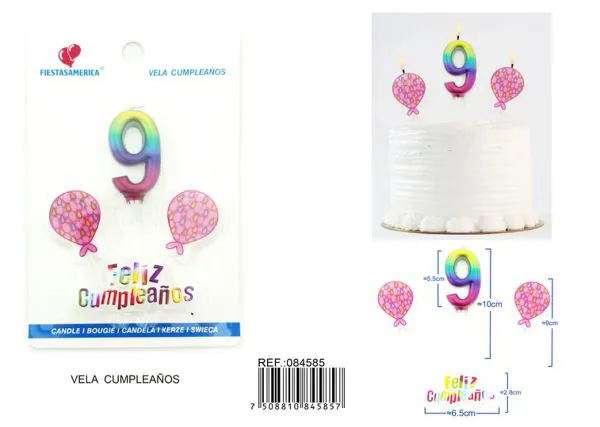 Vela de cumpleaños número 9 degradado