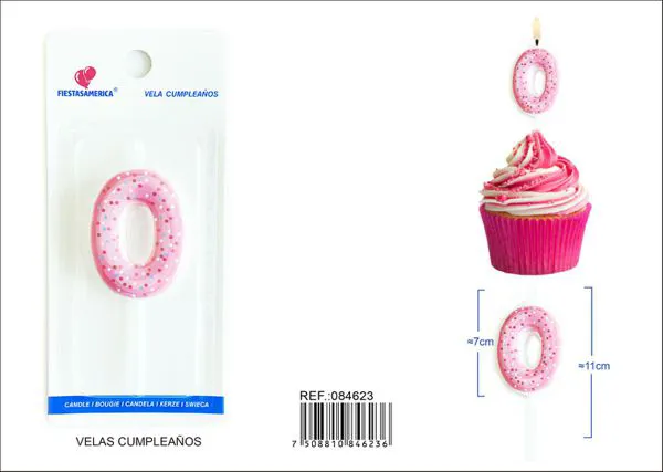 Vela de cumpleaños número 0 rosa