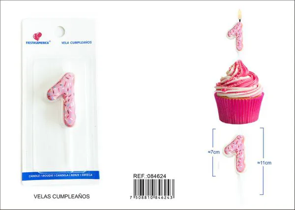 Vela de cumpleaños número 1 rosa