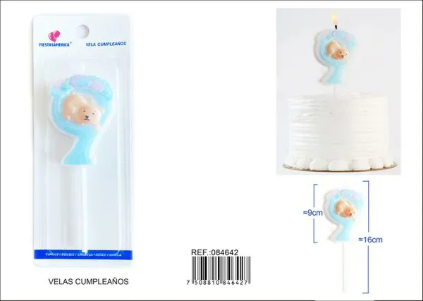 Vela de cumpleaños número 9