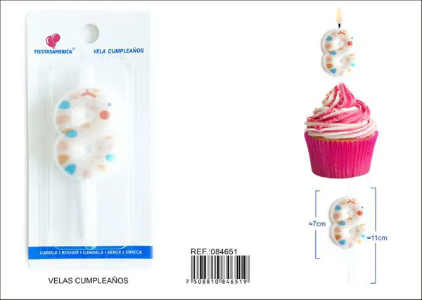 Vela de cumpleaños número 8