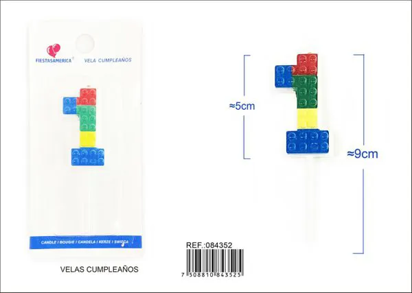 Vela de cumpleaños número 1 6 cm