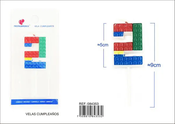 Vela de cumpleaños número 2 6 cm