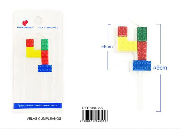 Vela de cumpleaños número 4 6 cm