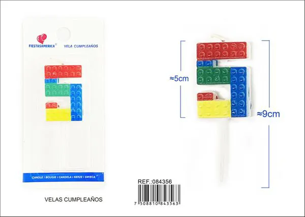 Vela de cumpleaños número 5 6 cm