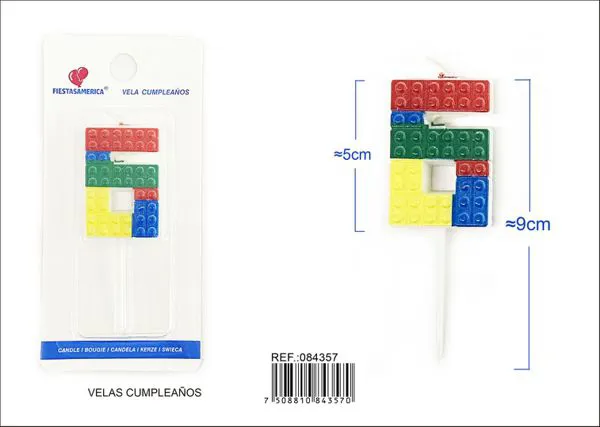 Vela de cumpleaños número 6 6 cm