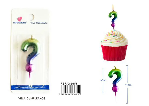 Vela de cumpleaños degradado 6 cm (número surtido)