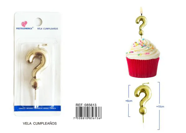 Vela de cumpleaños dorada 6 cm (número surtido)