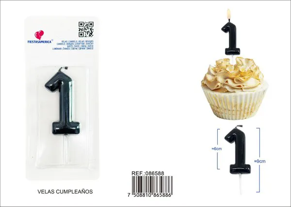 Vela de cumpleaños número 1 6 cm