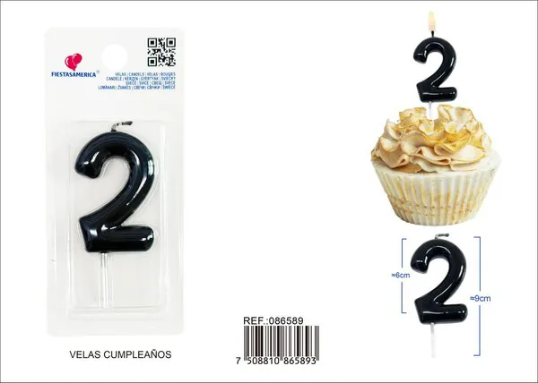 Vela de cumpleaños número 2 6 cm