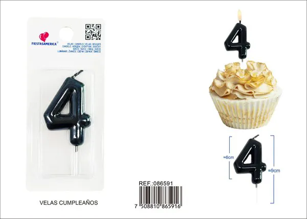 Vela de cumpleaños número 4 6 cm