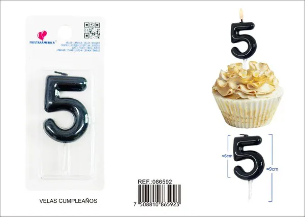 Vela de cumpleaños número 5 6 cm